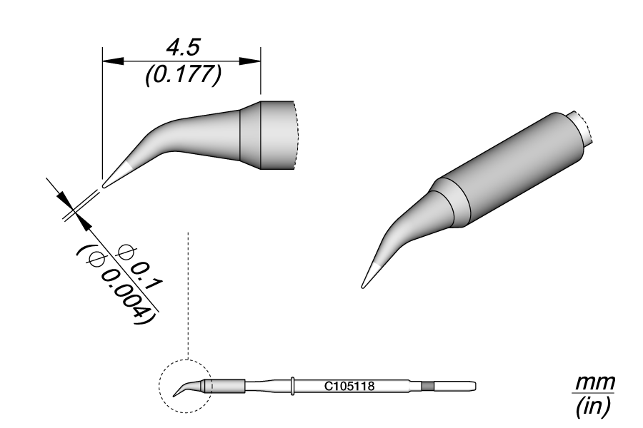 C105118 - Conical Bent Cartridge Ø 0.1